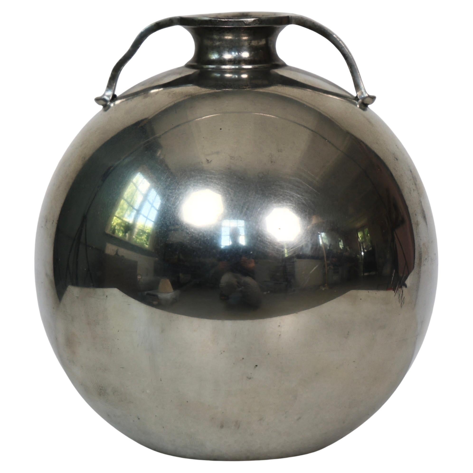 Round Pewter Vase by Just Andersen, 1930s, Denmark For Sale