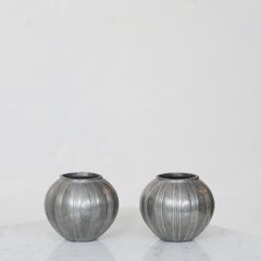 Round Pewter Vases by Just Andersen, 1930s, Denmark