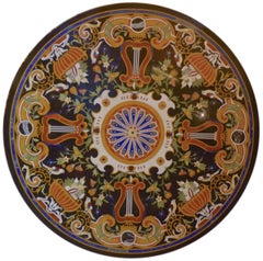 Round Pietra Dura marble tabletop Marble and Hardstones 19-th century