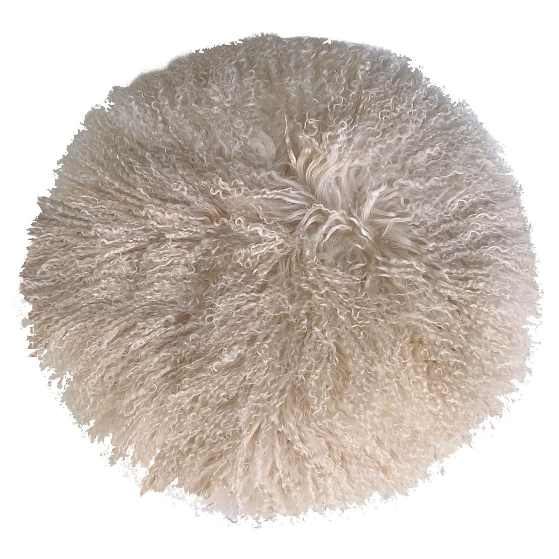 Round Pillow - 20" Latte Mongolian Fur For Sale