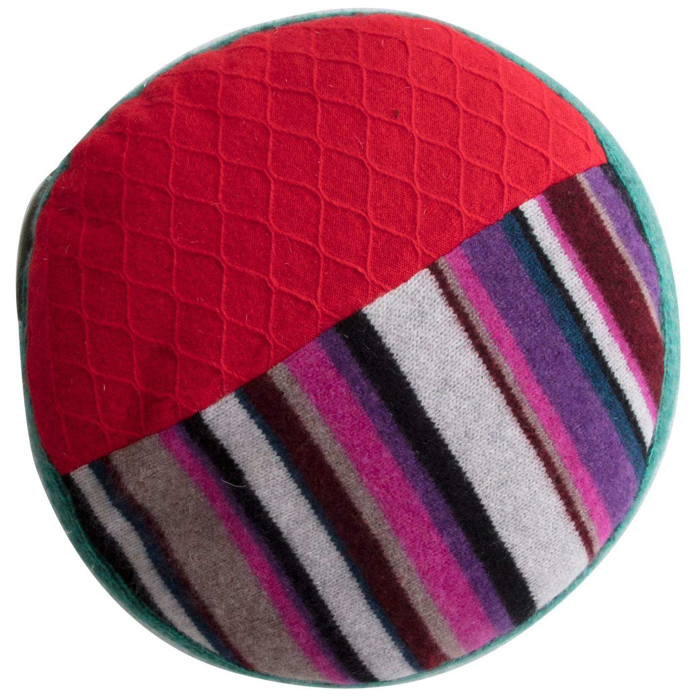 Round Pillow in Red and Black Cashmere by Greg Chait, 2016