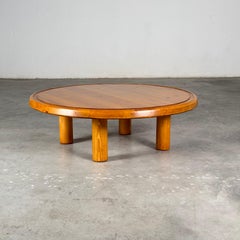 Round Pine Coffee Table, Charlotte Perriand for Les Arcs Design, France, 1960s