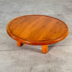 Round Pine Coffee Table, Charlotte Perriand for Les Arcs Design, France, 1960s