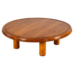 Round Pine Coffee Table, Charlotte Perriand for Les Arcs Design, France, 1960s