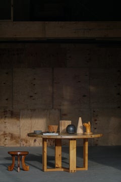 Round Pine Dining Table, Roland Wilhelmsson, Swedish Mid Century, 1960s