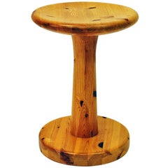 Used Round Pine Stool Attributed to Rainer Daumiller, 1960s, Denmark