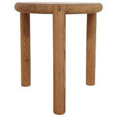 Round Pinewood Side Table or Stool, Attrb. Rainer Daumiller, Denmark 1970s