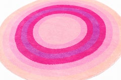 Round Pink Pop Silk and Wool Accessory Rug Angelina Bullseye by Joseph Carini