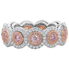 Roman Malakov Eternity-Ehering mit 0,86 Karat rosa Diamant-Doppel Halo