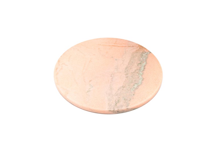 Contemporary Handmade Rounded Pink Portugal Marble Cheese Plate For Sale