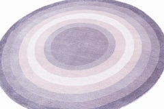 Round Silver Grey Silk and Wool Accessory Rug Elvis Bullseye by Joseph Carini
