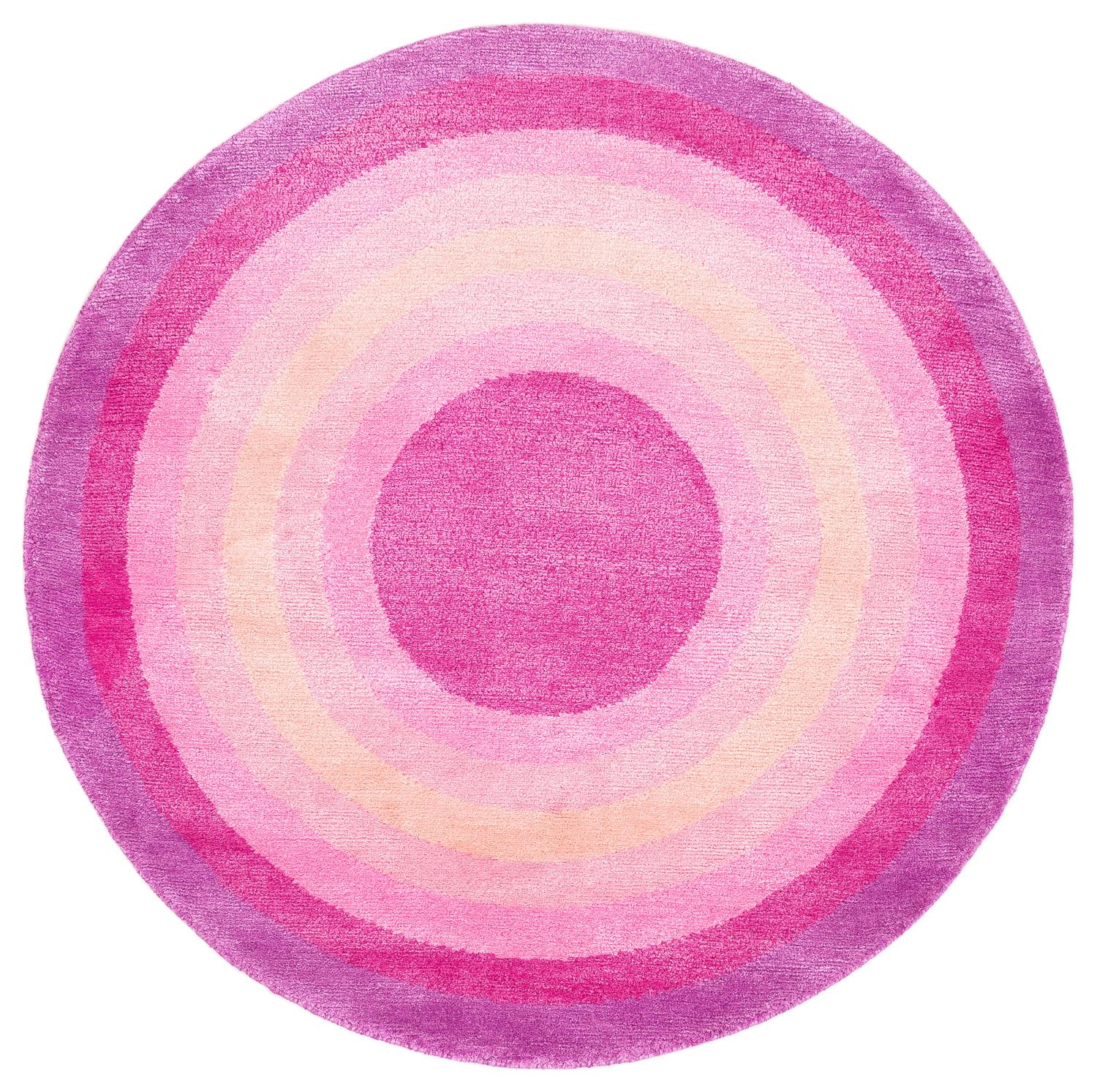 Tappeto rotondo rosa pop in seta e lana Cher Bullseye di Joseph Carini in vendita 2