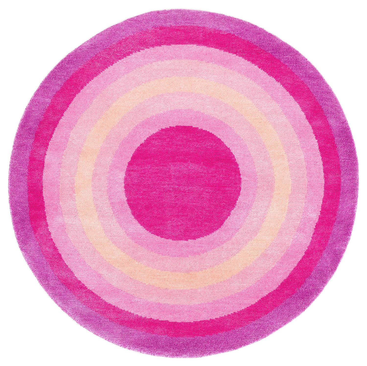 Tappeto rotondo rosa pop in seta e lana Cher Bullseye di Joseph Carini in vendita 3