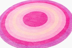 Round Pink Pop Silk and Wool Accessory Rug Cher Bullseye by Joseph Carini