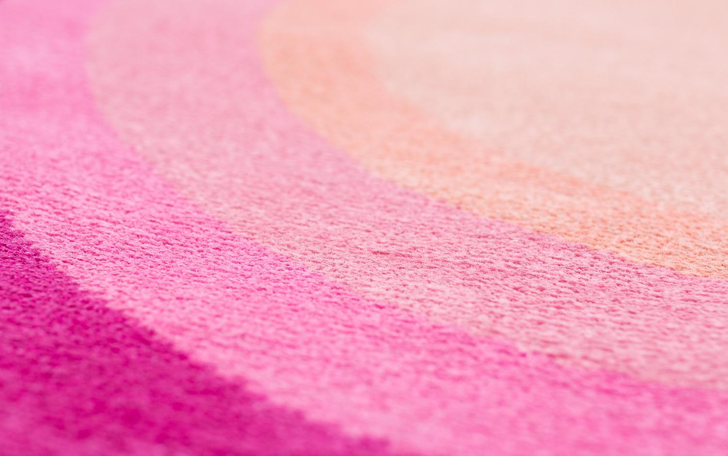 Round Pink Pop Silk and Wool Accessory Rug Lucy Bullseye by Joseph Carini For Sale 1