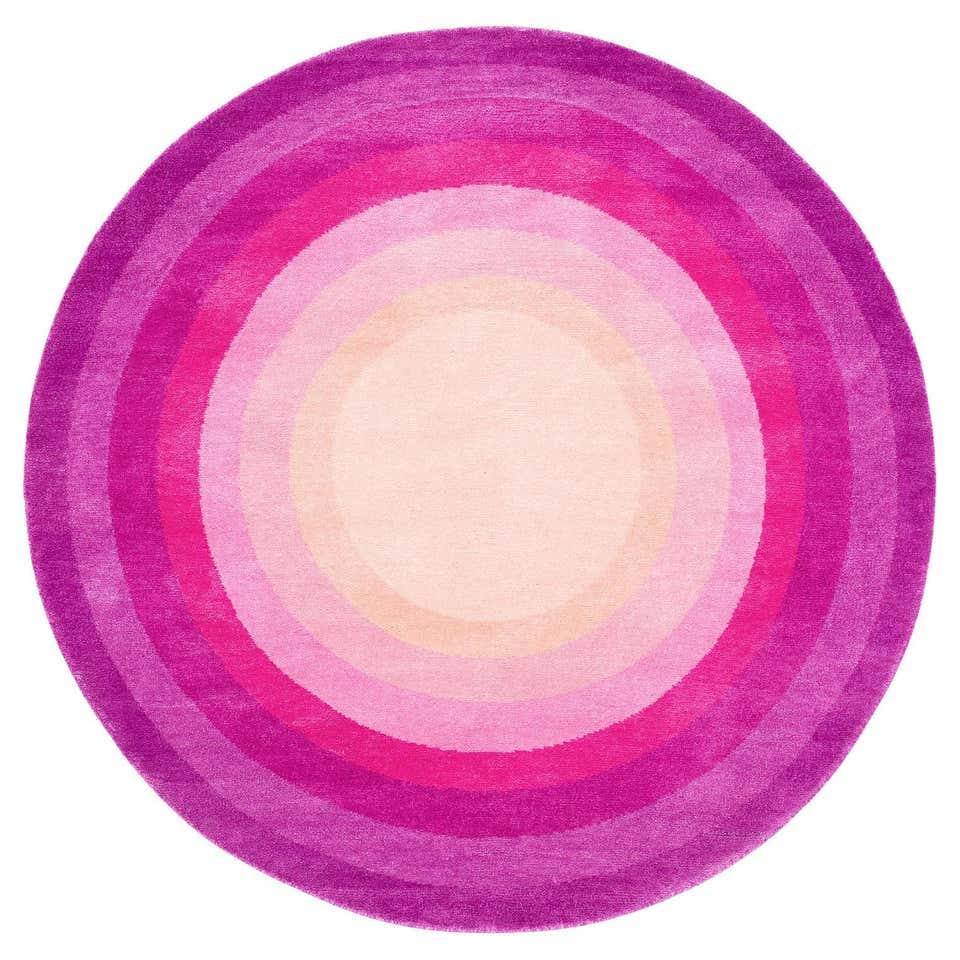Round Multicolor Rings Silk and Wool Accessory Rug Bullseye by Joseph ...