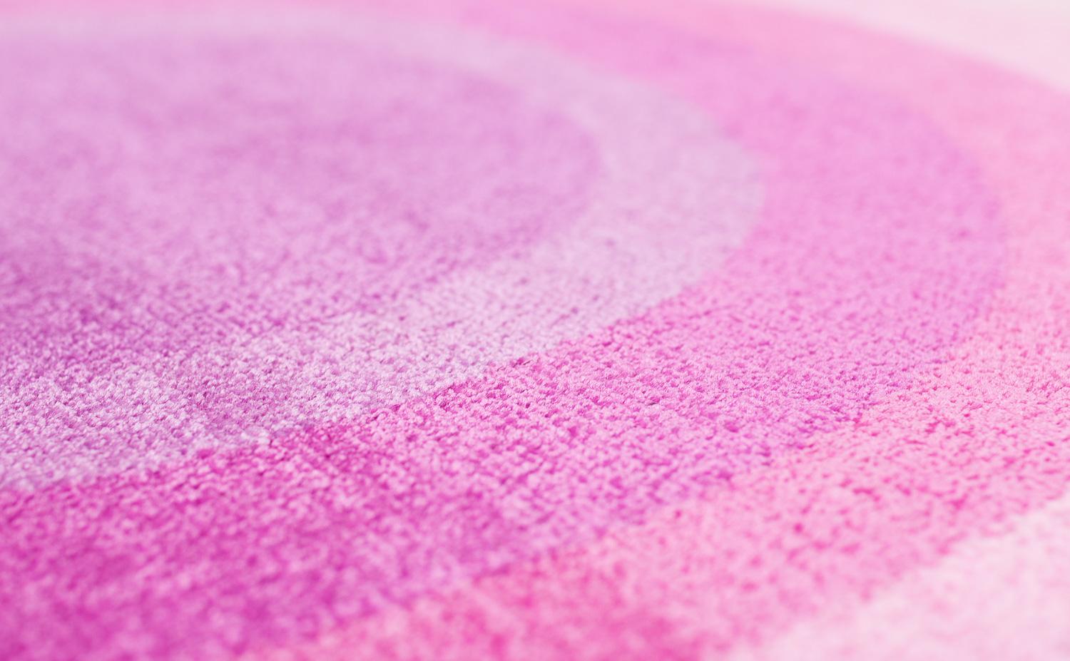 Round Pink Pop Silk and Wool Accessory Rug Priscilla Bullseye by Joseph Carini For Sale 1