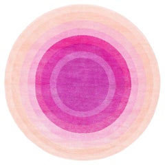 Runder rosa Pop-Accessoire-Teppich aus Seide und Wolle Priscilla Bullseye von Joseph Carini