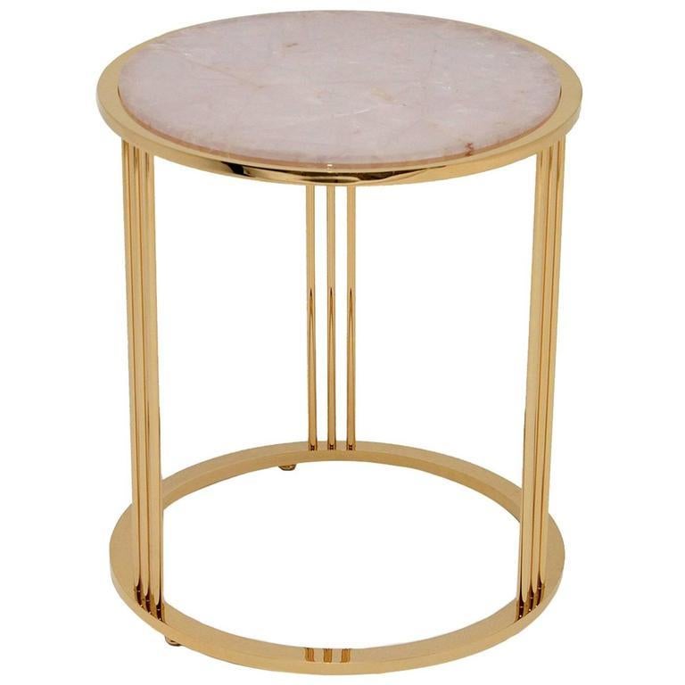 pink quartz side table