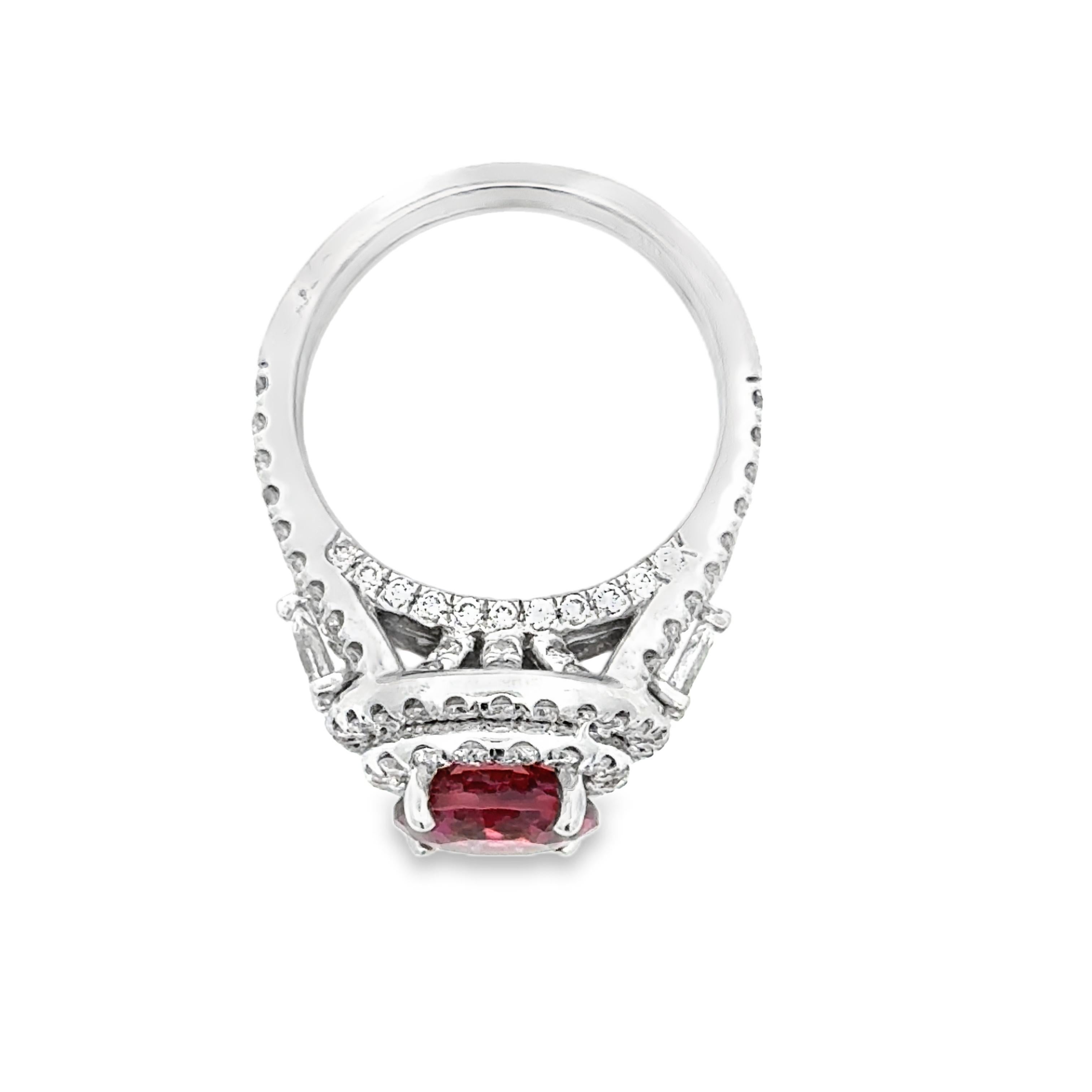 Round Pink Tourmaline and Diamond 18K White Gold Estate Ring In Good Condition For Sale In Derby, NY