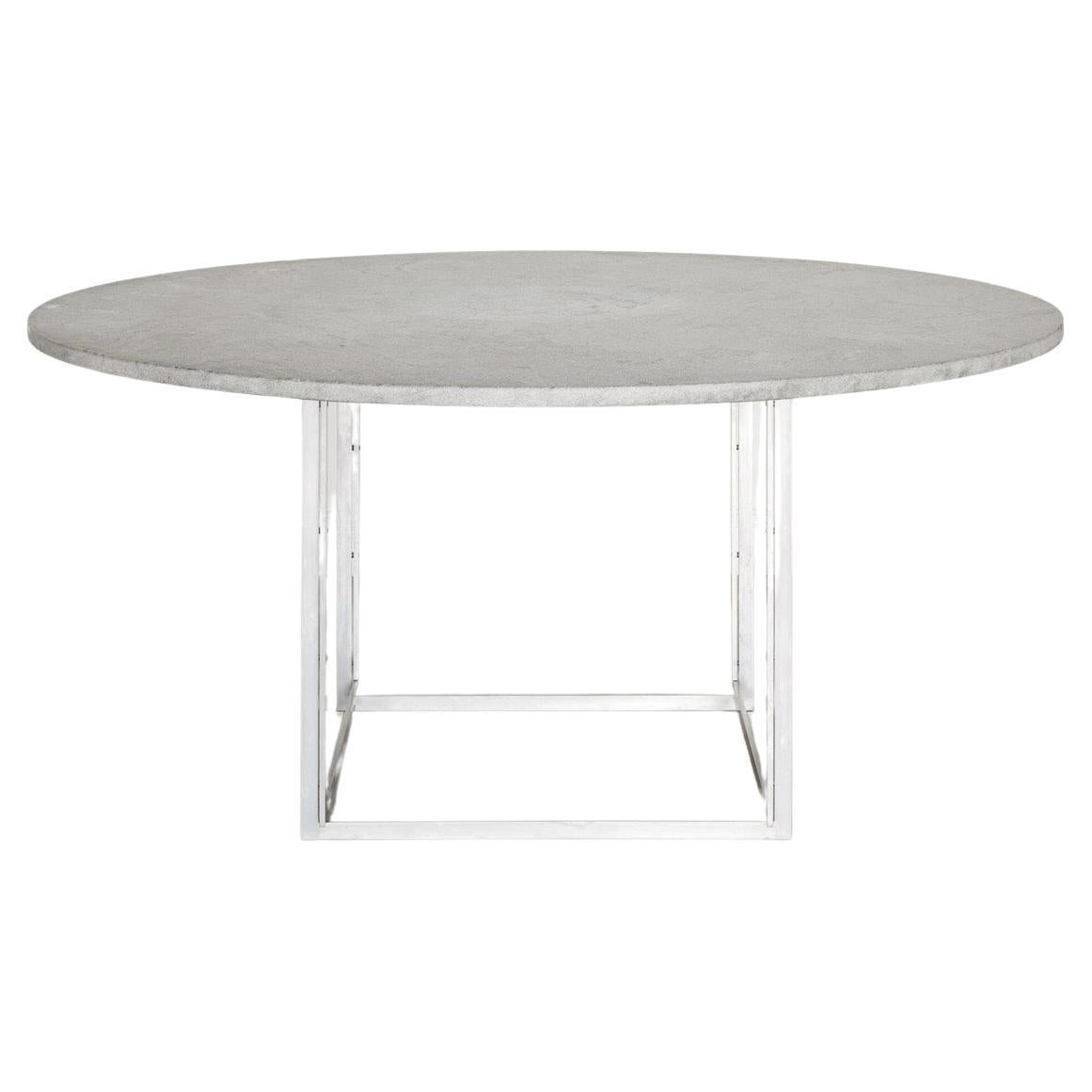 Round "PK54" Dining Table in Steel & Cipollini Marble by Poul Kjaerholm, 1960s For Sale