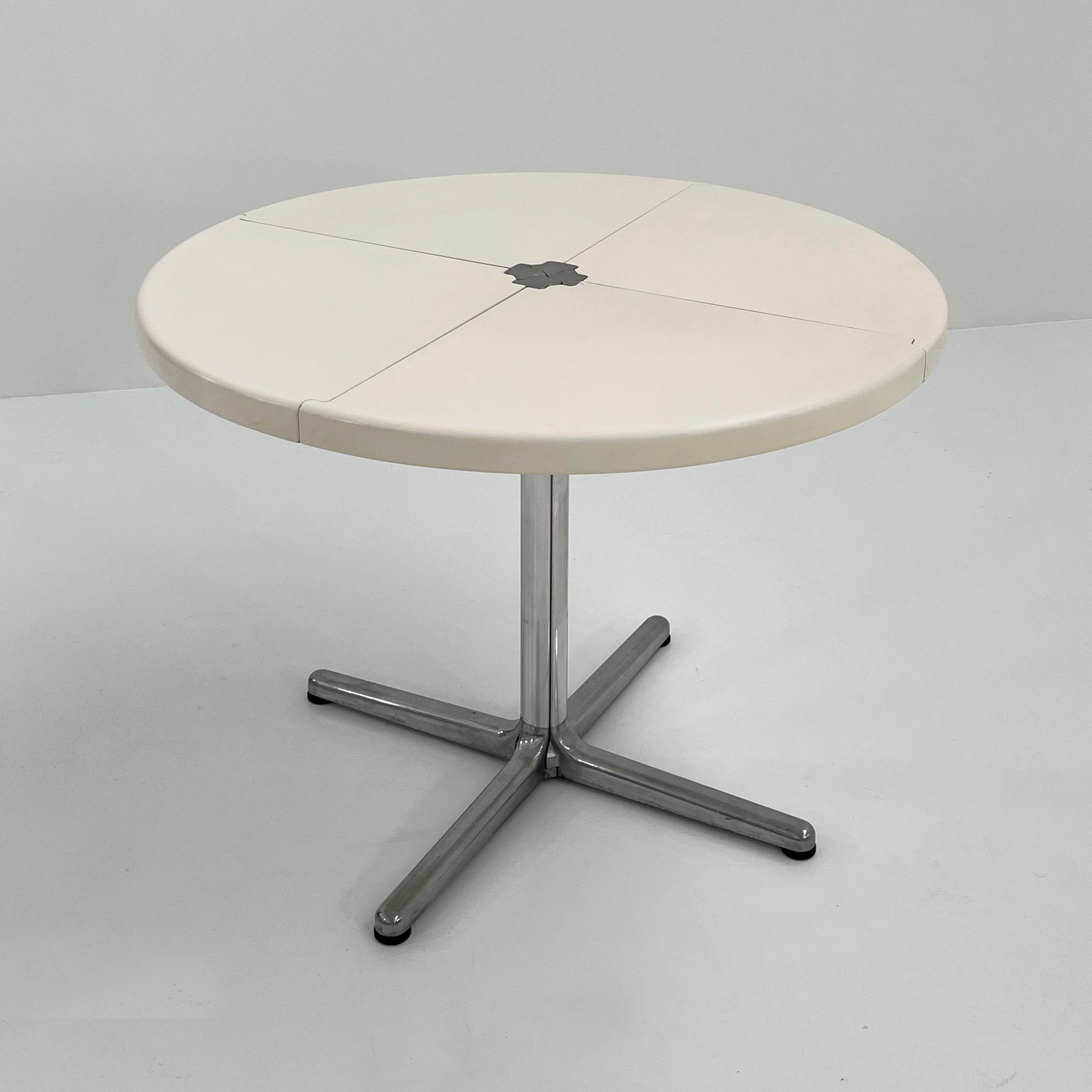 Designer - Giancarlo Piretti
Producer - Anonima Castelli
Model - Plana Folding Table 
Design Period - Seventies
Measurements - Width 102 cm x Depth 102 cm x Height 72 cm / Folded Width 52 cm x Depth 25 cm x Height 72 cm
Materials - Perspex,