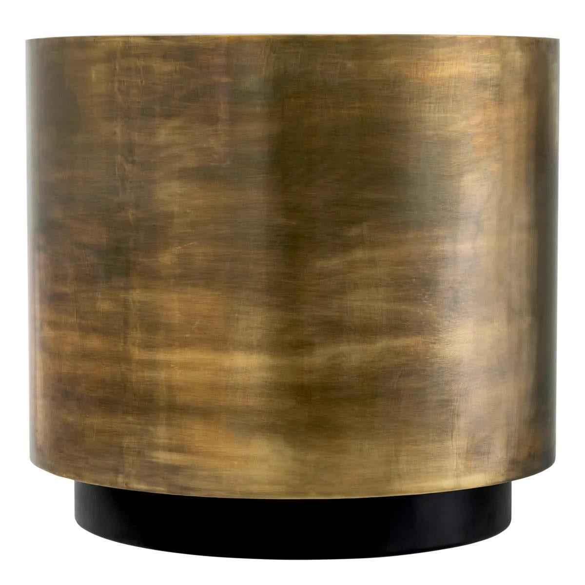 Round Planter, Patinated Brass Finish, Black Base, Functional Elegance. In New Condition For Sale In Saint-Ouen, FR