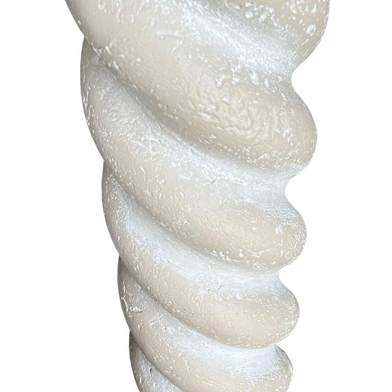 American Round Plaster Postmodern Spiral Floor Lamp in Manner of Michael Taylor - 1970s For Sale