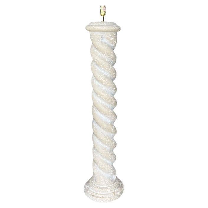 Round Plaster Postmodern Spiral Floor Lamp in Manner of Michael Taylor - 1970s For Sale