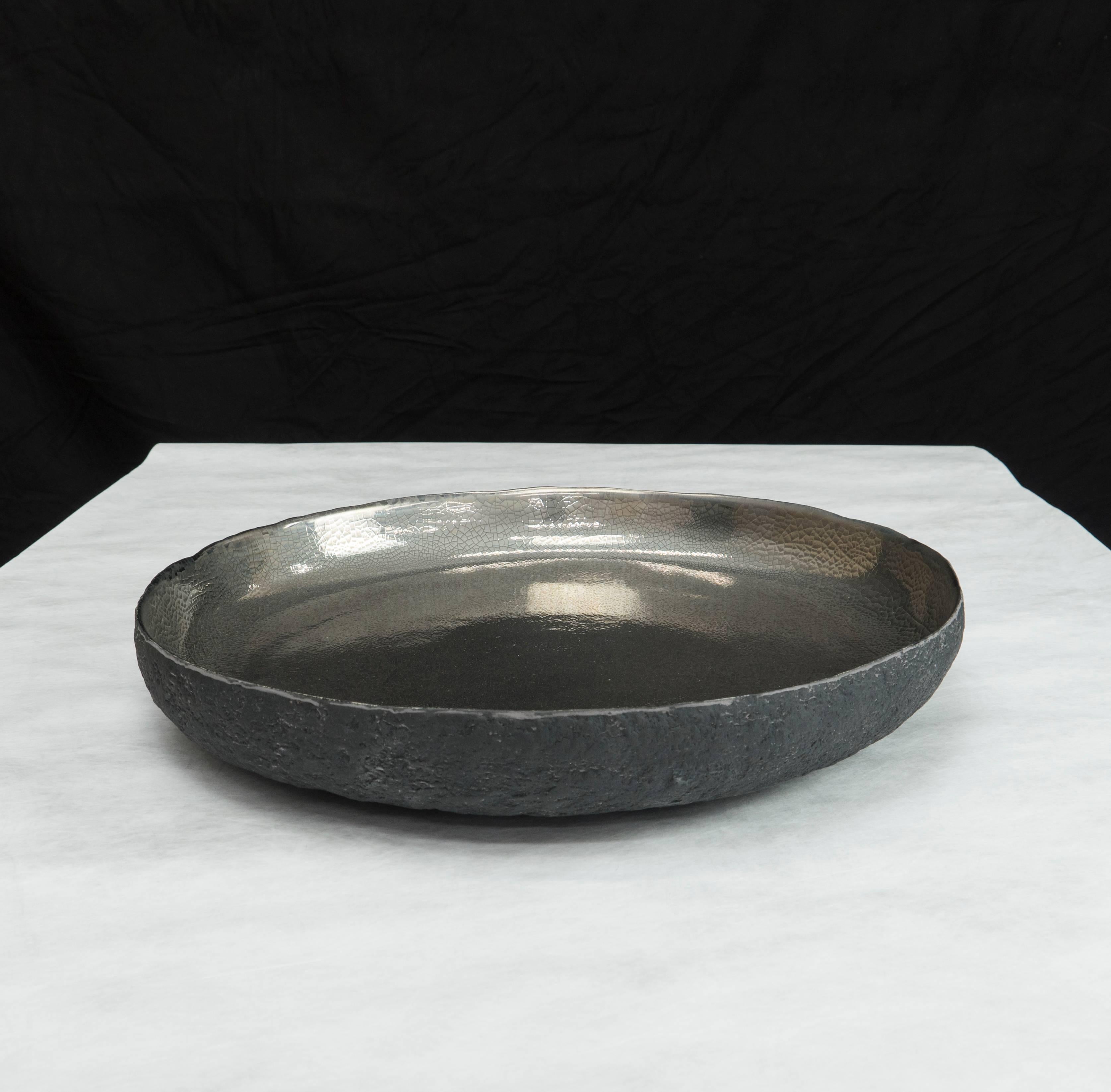 American Round Platinum Ceramic Centerpiece with Platinum by Cristina Salusti For Sale