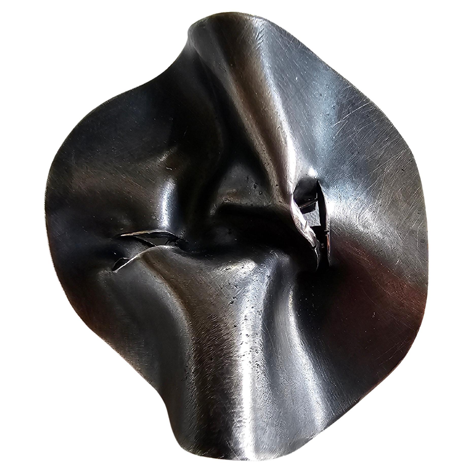 Alina Alamorean Spilla scultorea contemporanea a pieghe rotonde A. Silver