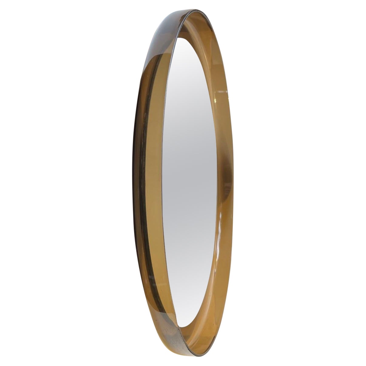 Round Plexiglass Wall Mirror By Makio Hasuike for Guzzini, 1970s