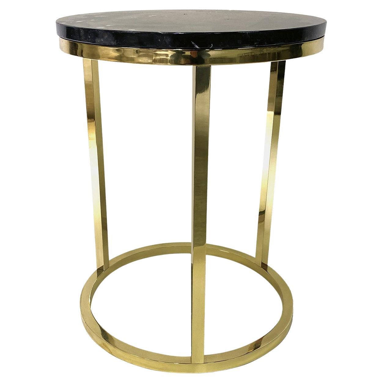 Round Polished Brass Side Table