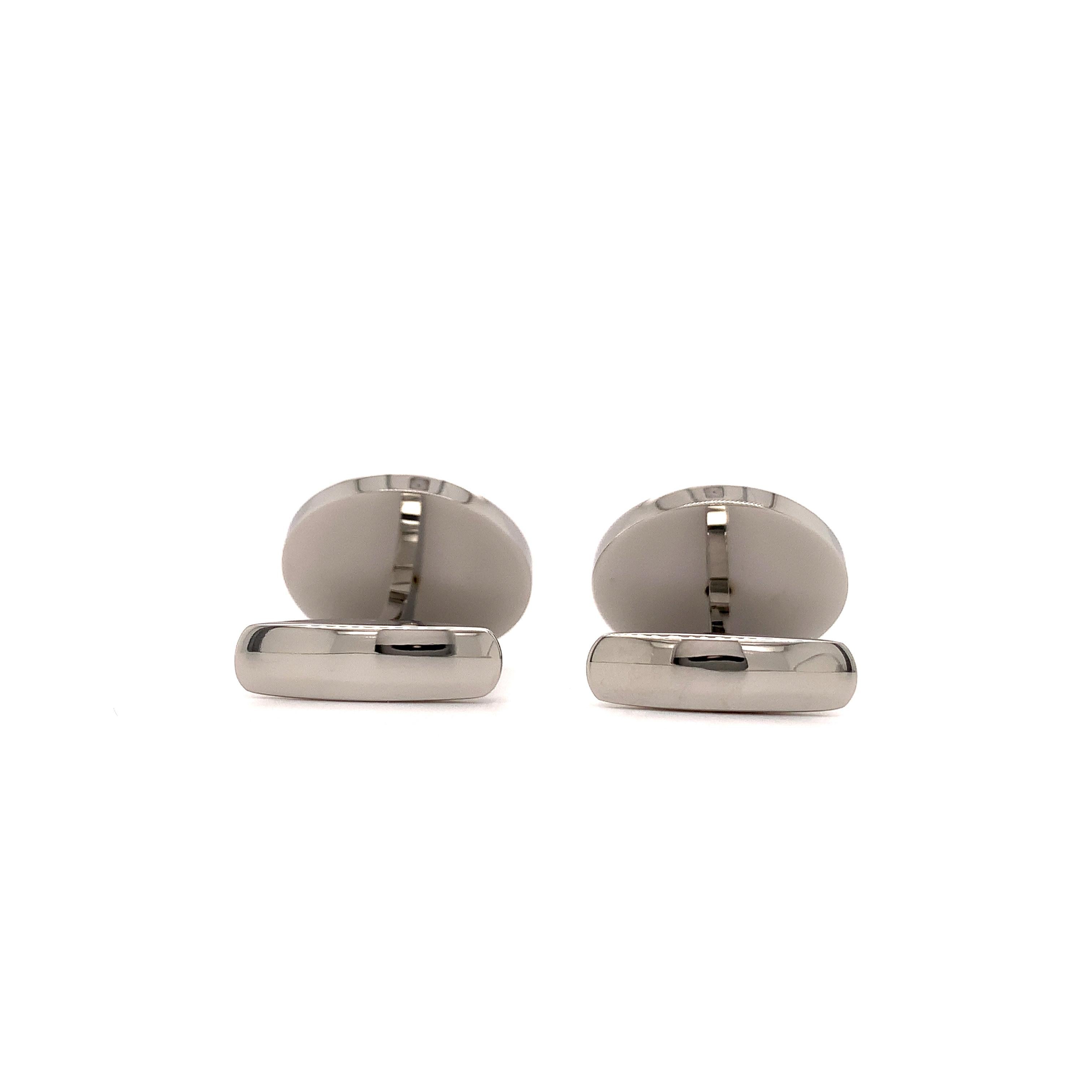 Round Cut Round Polished Cufflinks Stainless Steel Black Onyx Ø approx. 19 mm For Sale