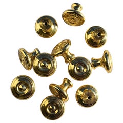 Round Polished Gold Cabinet Drawer Hardware Pulls Attributed to Sherle Wagner