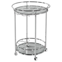 Round Polished Metal Bar Cart