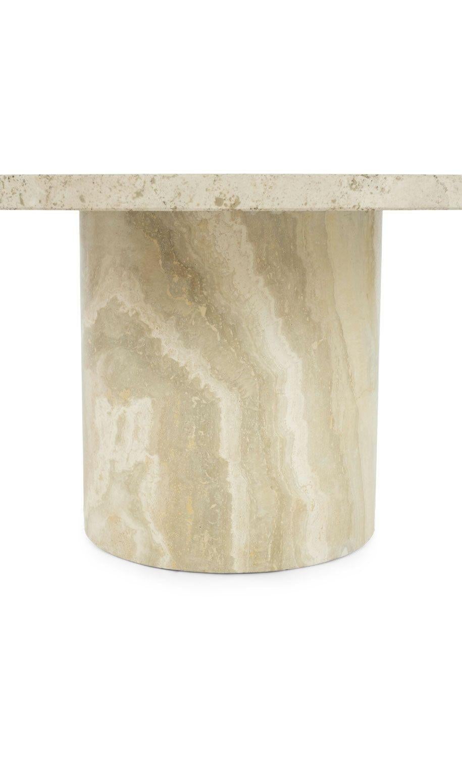 Modern Round Polished Travertine Coffee Table For Sale