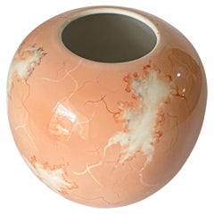 Round Porcelain Vase Portugal 1970 Pink Color