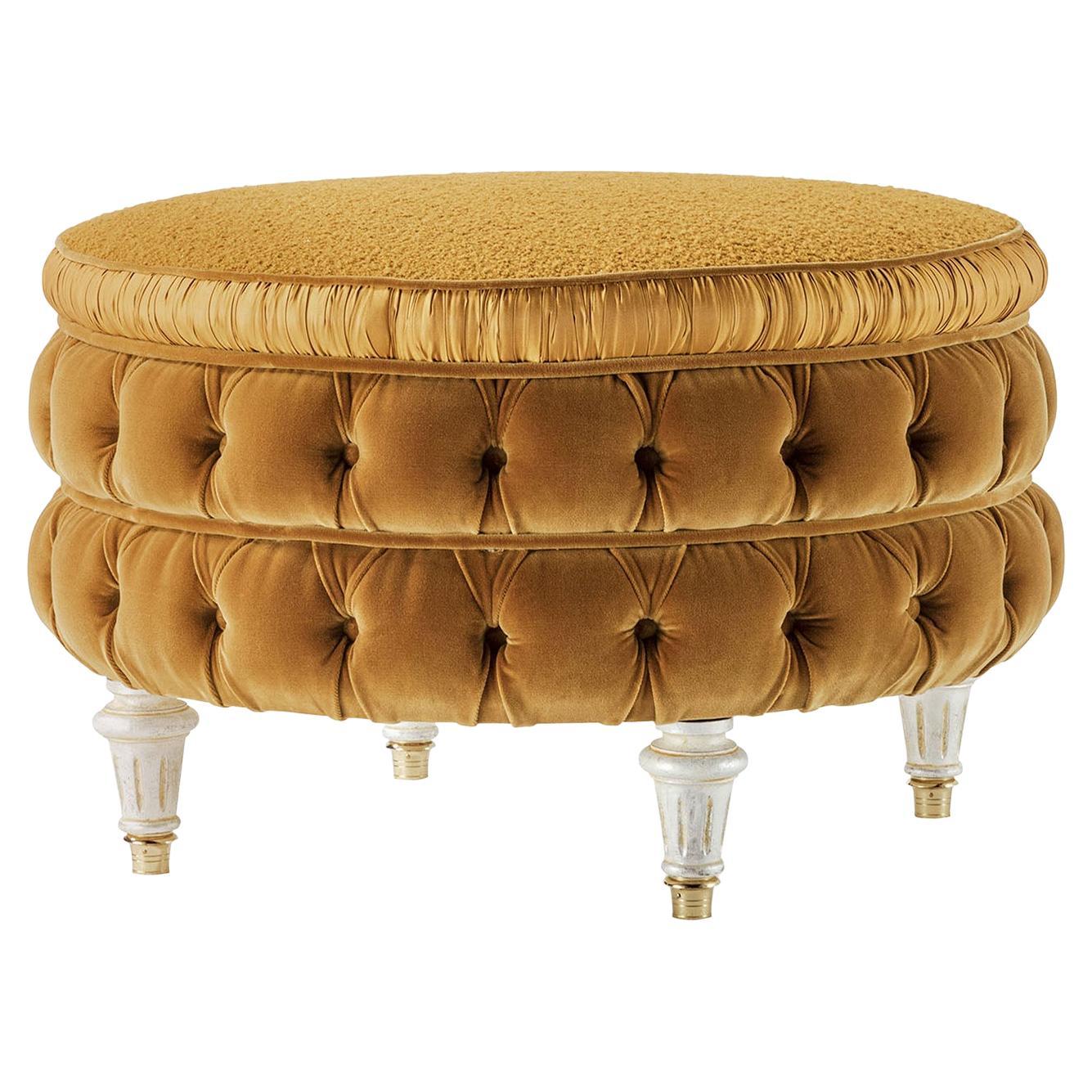 Round Pouf With Capitonnè For Sale