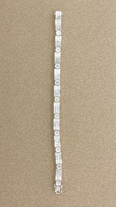 Round & Princess-cut Diamond 18k White Gold Invisible-Set Tennis Bracelet
