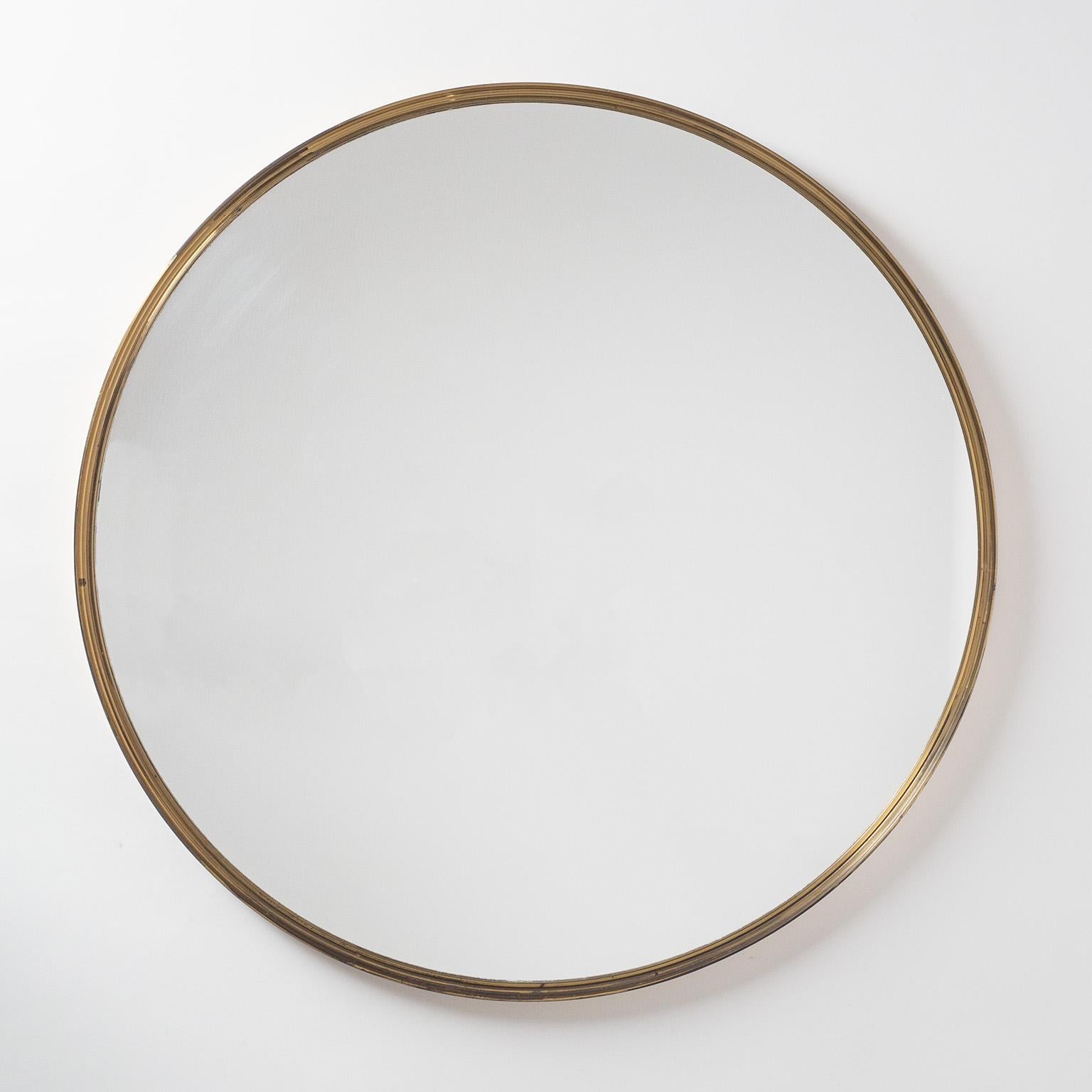 Round Profiled Brass Mirror, 1950s 4