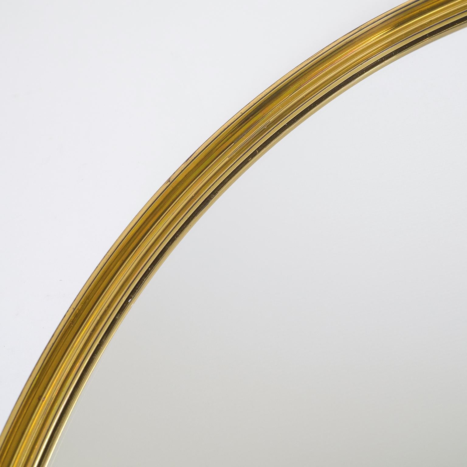 Round Profiled Brass Mirror, 1950s (Deutsch)