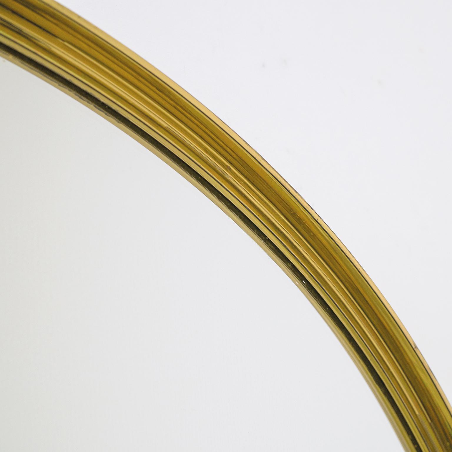 Round Profiled Brass Mirror, 1950s (Messing)
