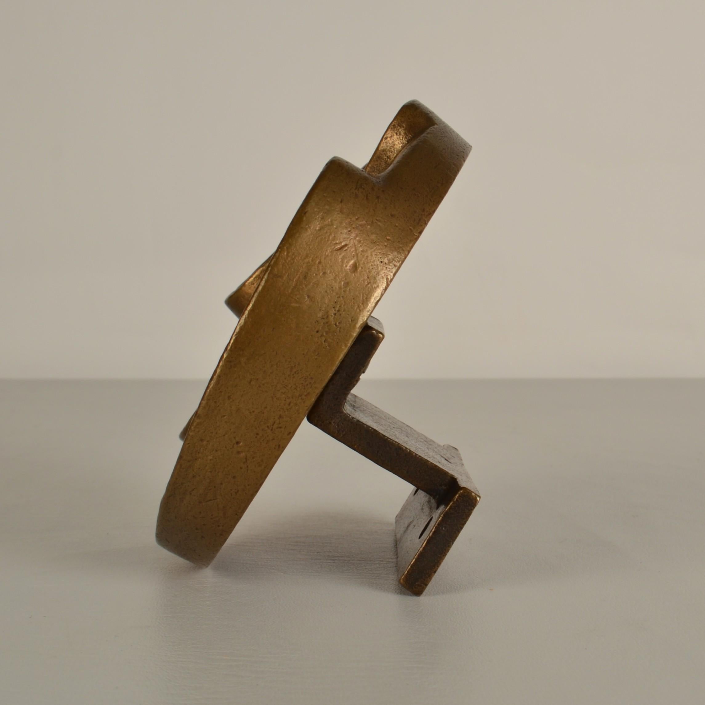 Round Push and Pull Door Handle in Bronze with Curvaceous Relief For Sale 5