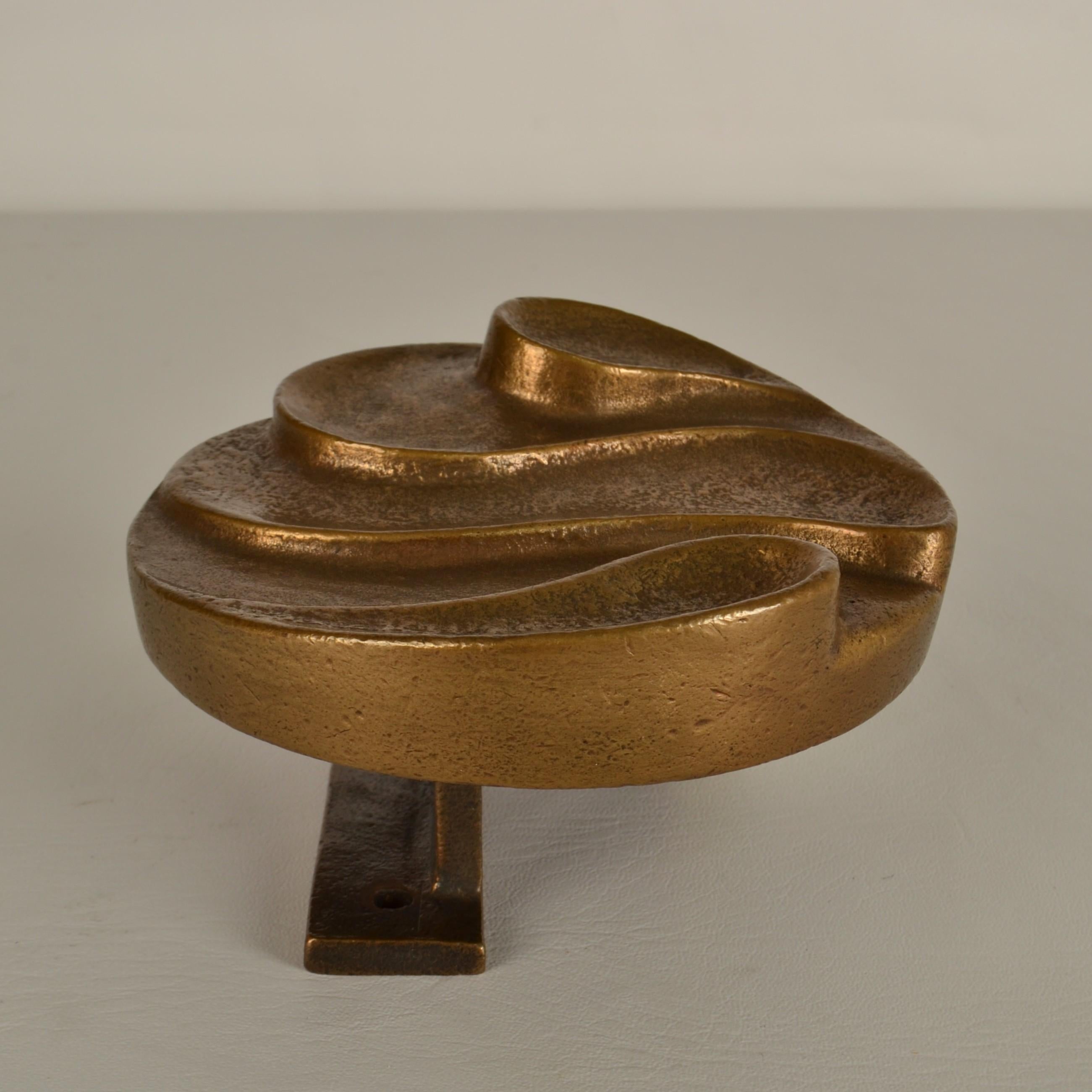 European Round Push and Pull Door Handle in Bronze with Curvaceous Relief For Sale