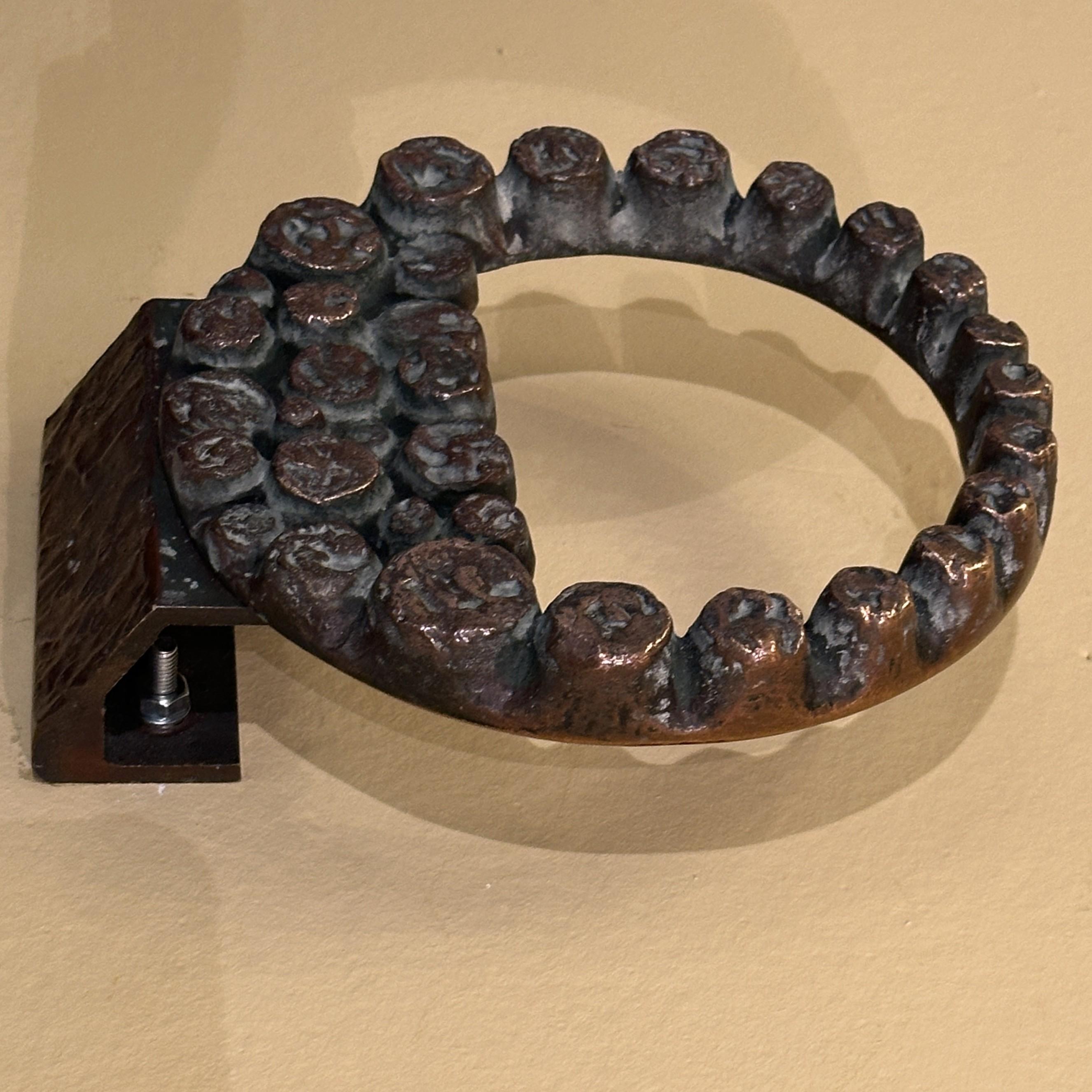 Round Push and Pull Door Handle in Bronze with Relief Ring For Sale 1