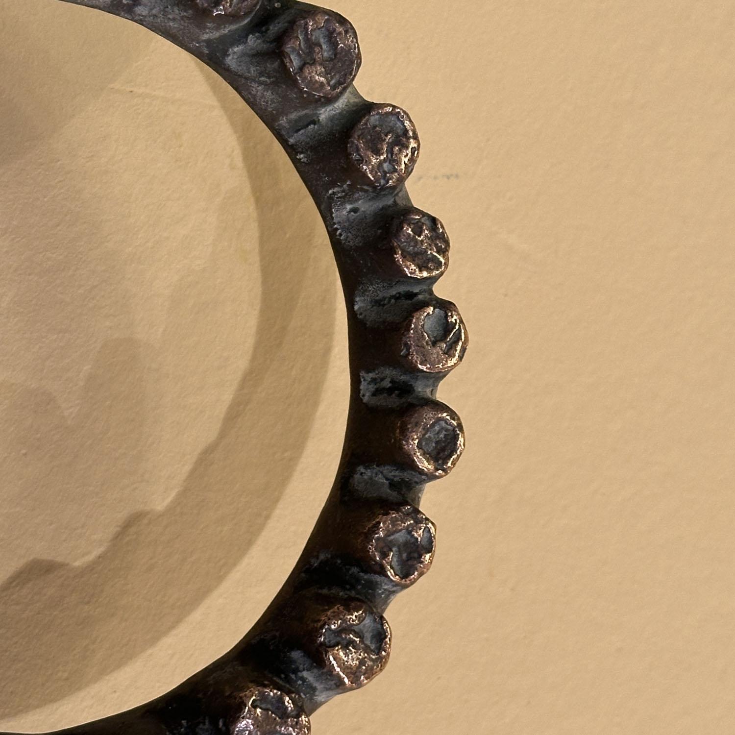 Round Push and Pull Door Handle in Bronze with Relief Ring For Sale 2