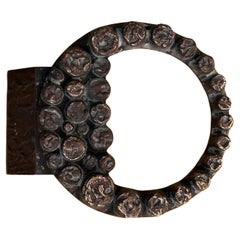Vintage Round Push and Pull Door Handle in Bronze with Relief Ring