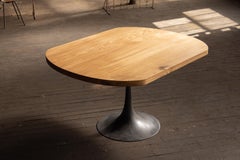 Pedestal Dining Table White Oak on Cast Iron Amicalola Base by Alabama Sawyer