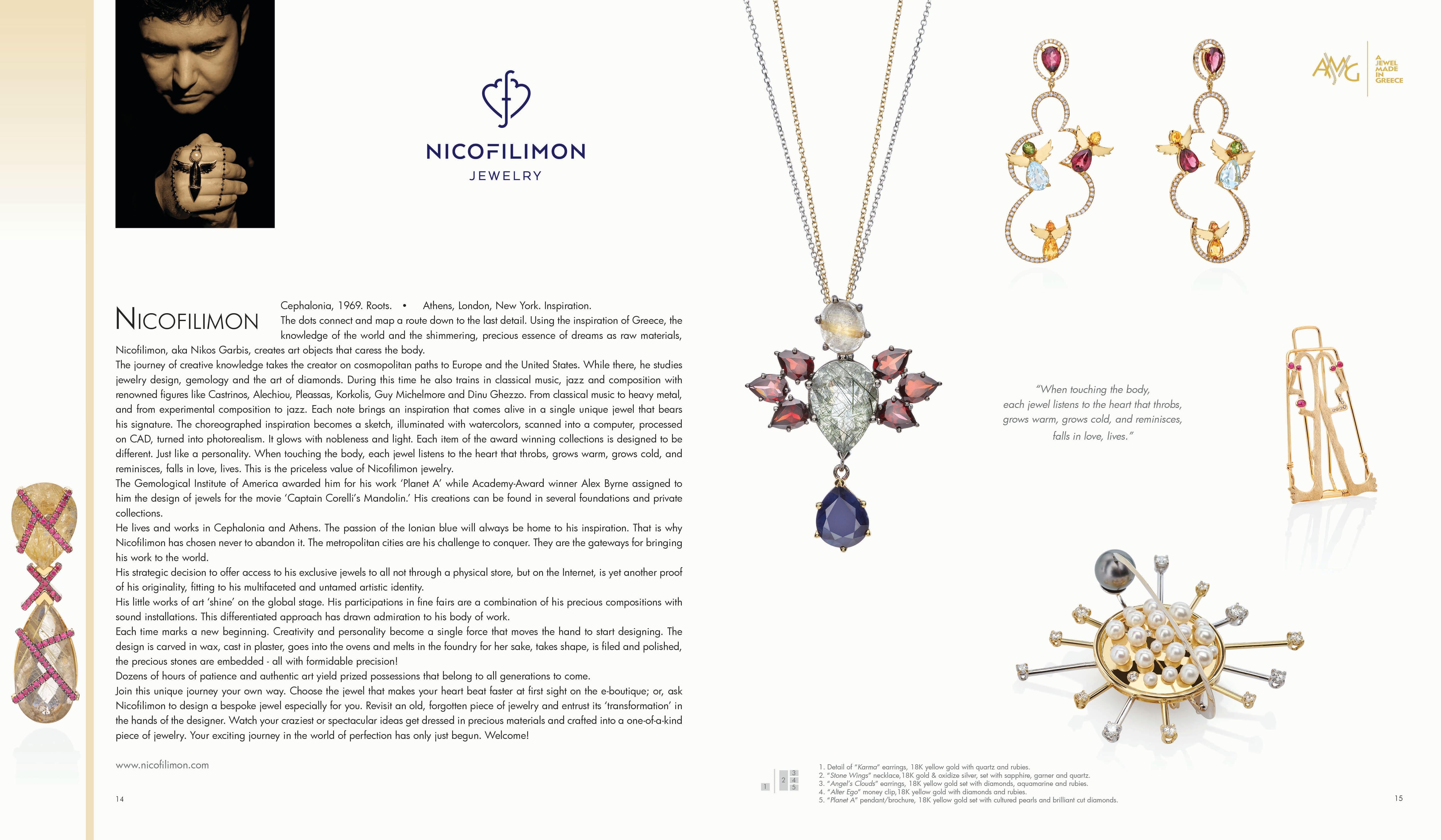 Collier brochure rond de forme planétaire rayonnante en or 18 carats avec perles et diamants Neuf - En vente à Athens, GR